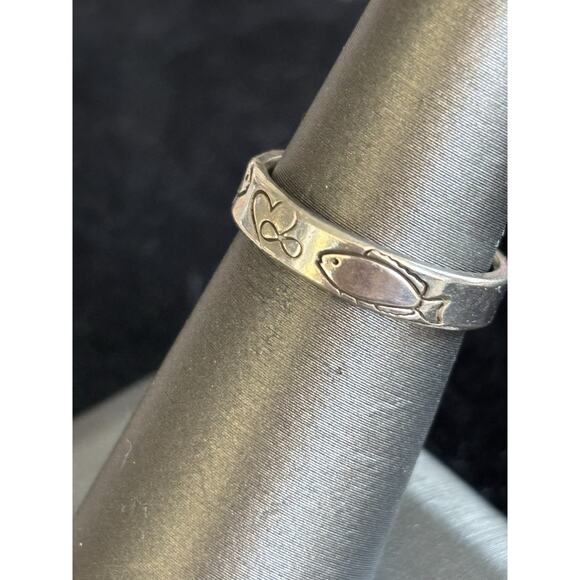 Sterling Silver Custom Design Promise Band Ring Two Fish Love Infinity 5.5 925 - Picture 3 of 8